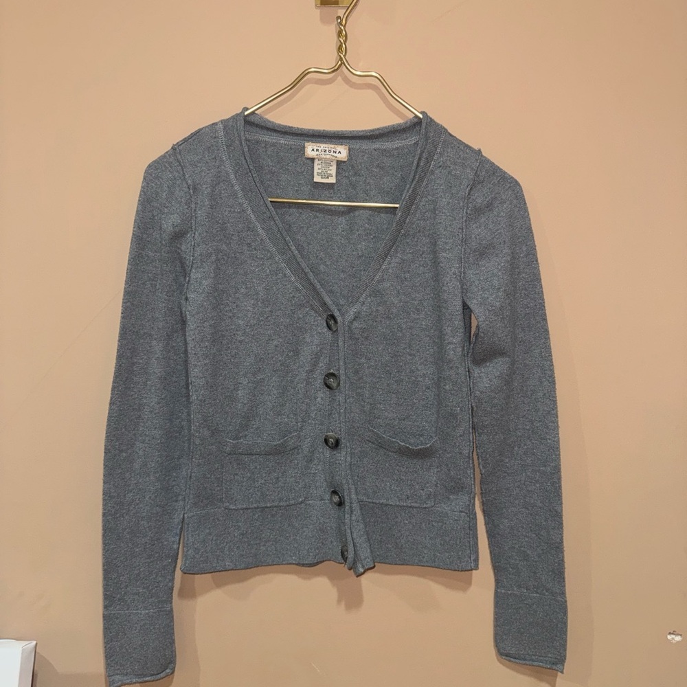 Vintage Gray Button-Up Cardigan (Juniors)